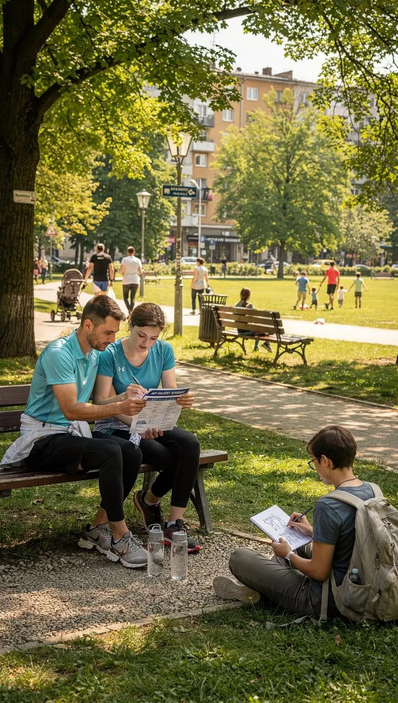 Plimbare pe străzile pitorești ale Bucureștiului, cu clădiri istorice în fundal.